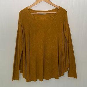 Free People Beach Terrycloth Swing Long Sleeve Top Oversized Cozy Mustard XS